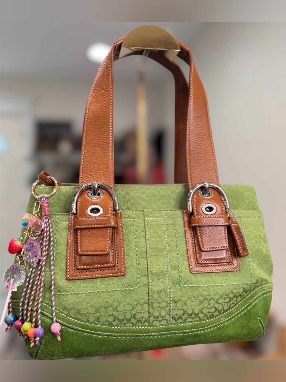 Coach Green 🍋‍🟩 Signature Soho & Suede Bag #F10927 💎